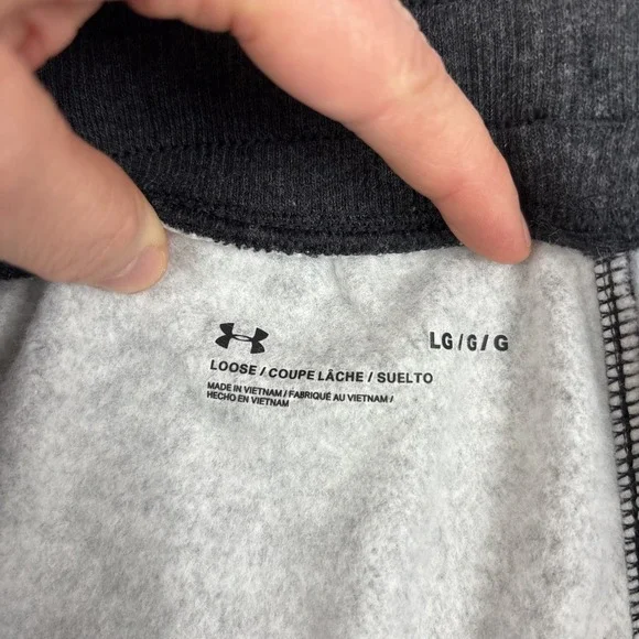 NEW UNDER ARMOUR Mens 'Hustle Fleece Joggers' Large Gray Sweatpants Knit Tapered - Picture 4 of 13